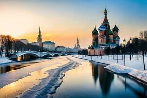 Moskou, Rusland, winter, kremlin, het kremlin brug, kremlin, k. ai-gegenereerd foto