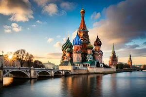 de het kremlin en de rood plein in Moskou, Rusland. ai-gegenereerd foto