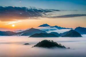 zonsopkomst over- de wolken in Vietnam. ai-gegenereerd foto