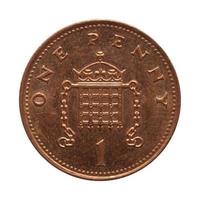 1 cent munt, verenigd koninkrijk foto