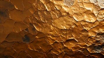 deze abstract en boeiend detailopname van een gouden oppervlakte roept op een zin van oude mysterie, uitnodigend de kijker naar onderzoeken de onbekend diepten van een amber grot, ai generatief foto