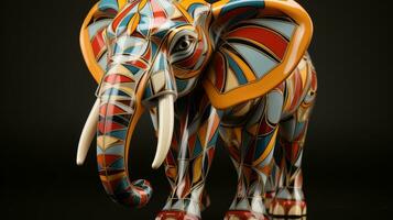 een verbluffend levendig olifant standbeeld staat trots, een testament naar de schoonheid van kunst en een herinnering van de majesteit van natuur, ai generatief foto