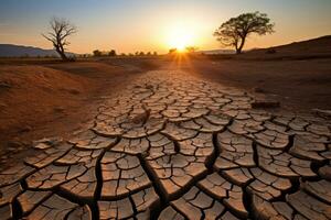 langdurig droogte levenloos landschap. generatief ai foto