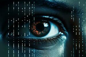 oog scannen biometrisch gegevens lezer. generatief ai foto