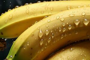 rijp banaan met water druppels. generatief ai foto