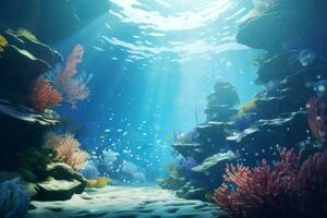 etherisch 3d onderwater- tafereel. generatief ai foto