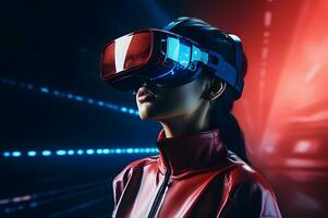 Dames vervelend futuristische vr eyewear ai generatief foto