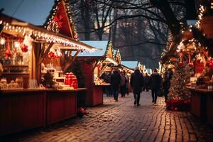 ai generatief beeld van een charmant Kerstmis markt foto