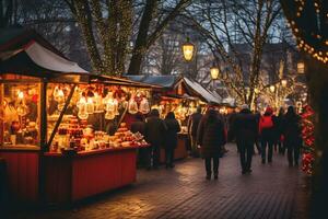 ai generatief beeld van een charmant Kerstmis markt foto