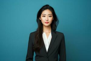 jong Aziatisch zakenvrouw vervelend een bedrijf pak ai generatief foto