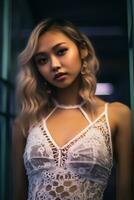 mooi Aziatisch jong Dames delicaat gezicht ai generatief foto