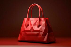 mode vooruit rood zak in een dynamisch origami stijl 3d renderen ai gegenereerd foto