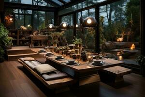 modern Japans dining verdieping ai gegenereerd foto