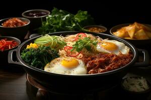 Koreaans heet pot maaltijd voedsel fotografie ai gegenereerd foto