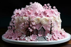 winter taart wonderland roze thema foto