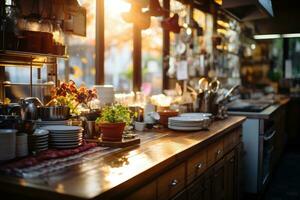 situatie in de keuken in de ochtend- professioneel reclame fotografie ai gegenereerd foto