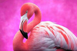 flamingo elegantie, verbijsterend schilderij in fuchsia koraal, ai gegenereerd foto