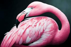 bevallig flamingo kunstwerk, levendig fuchsia slagen, ai gegenereerd foto