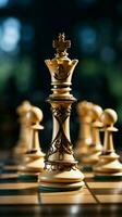 een schaak stuk lager schaak verschuivingen positie met precisie verticaal mobiel behang ai gegenereerd foto