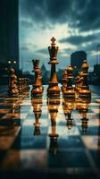 schaak wordt een metafoor net zo een jong visionair navigeert bedrijf complexiteiten verticaal mobiel behang ai gegenereerd foto
