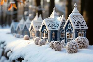 winter tafereel met sneeuw dorp Oppervlakte reclame fotografie foto