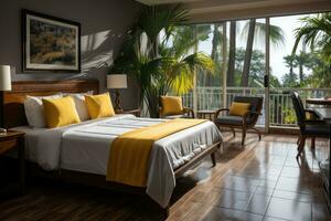 accommodatie accommodatie slaapkamer inspiratie in hotels professioneel reclame fotografie ai gegenereerd foto