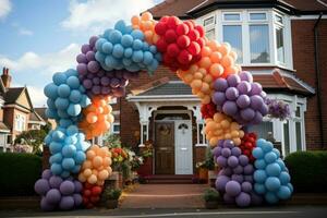 ballon slinger poort met boog streven naar prijs professioneel reclame fotografie ai gegenereerd foto