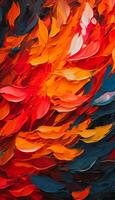 abstract acryl verf in oranje, blauw en rood kleur palet. kleurrijk behang structuur voor branding. levendig achtergrond met stoutmoedig kleuren. ai generatief foto
