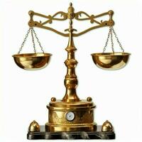 wijnoogst goud balans schaal meten of wet gerechtigheid symbool. advocaten dag of wereld dag van sociaal gerechtigheid concept door ai gegenereerd foto