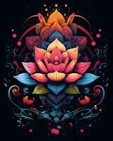 een schilderij van een yoga lotus bloem houding en haar verbinding illustratie achtergrond foto