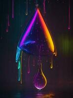 kleurrijk verf druipend van een laten vallen van water. 3d renderen foto