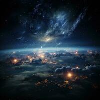astronomie satellieten observeren aarde Bij nacht van ruimte foto