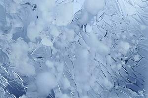 abstract ijs texturen Aan auto venster in winter. berijpt glas en ijs. een getextureerde Look. achtergronden en texturen concept. ai generatief foto