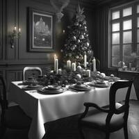 feestelijk dining elegantie overladen Kerstmis tafel instelling foto