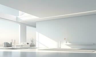 wit Open ruimte interieur met minimalistisch ontwerp elementen. ai gegenereerd foto