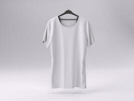 3d geven leeg wit t-shirt mockup sjabloon foto met wit achtergrond voorkant visie