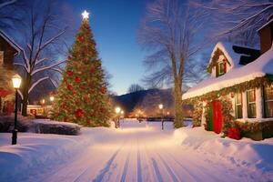 Kerstmis ansichtkaart sets boeiend feestelijk hartelijk groeten. ai gegenereerd. foto