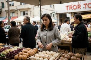 markt ophef de bloeiend wereld van handel. ai gegenereerd. foto