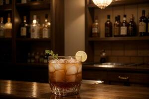 whisky cocktail een geavanceerde mengsel van smaken. ai gegenereerd. foto