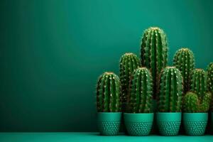 boeiend cactus mockup blauw achtergrond. genereren ai foto