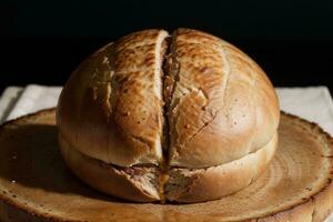 een aanlokkelijk dichtbij omhoog van een watertanden gebraden Aan vers gebakken brood. ai gegenereerd. foto