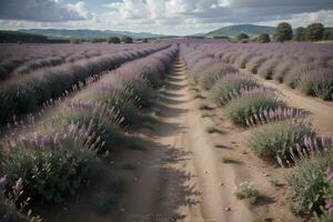 boeiend midzomer lavendel velden een Purper paradijs. ai gegenereerd. foto