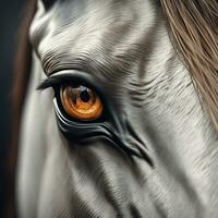 ai gegenereerd inhoud. bevallig elegantie een paard oog in detailopname foto