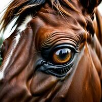 ai gegenereerd inhoud. bevallig elegantie een paard oog in detailopname foto