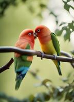 vastleggen liefde vogels. hartverwarmend foto's van aanhankelijk vogel koppels. ai generatief foto