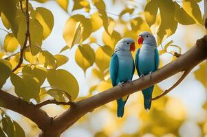 vastleggen liefde vogels. hartverwarmend foto's van aanhankelijk vogel koppels. ai generatief foto