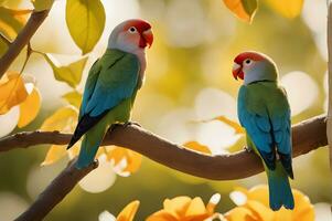 vastleggen liefde vogels. hartverwarmend foto's van aanhankelijk vogel koppels. ai generatief foto