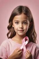 borst kanker bewustzijn. s werelds borst kanker dag roze lint thema. ai generatief foto