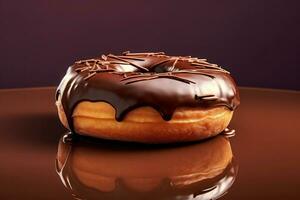 ring donuts gedekt in suikerglazuur en besprenkelt en chocola. ai generatief foto