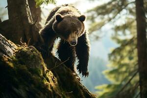 grizzly beer moeder en welpen. hd kwaliteit scheermes scherp afbeeldingen. ai generatief foto